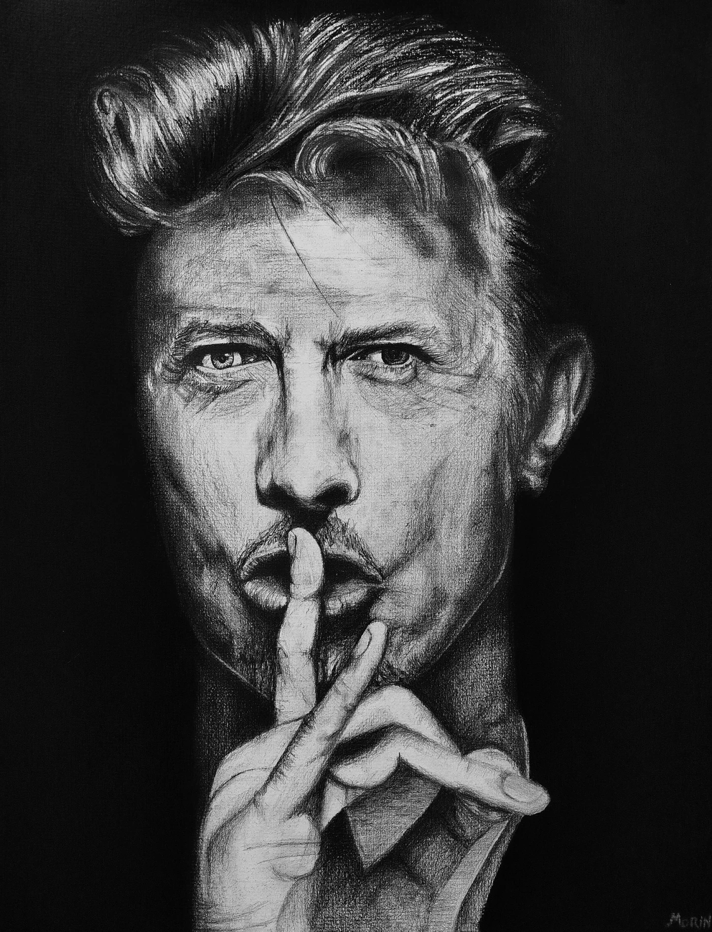 David Bowie n02, portrait au fusain par Jeremy MORIN