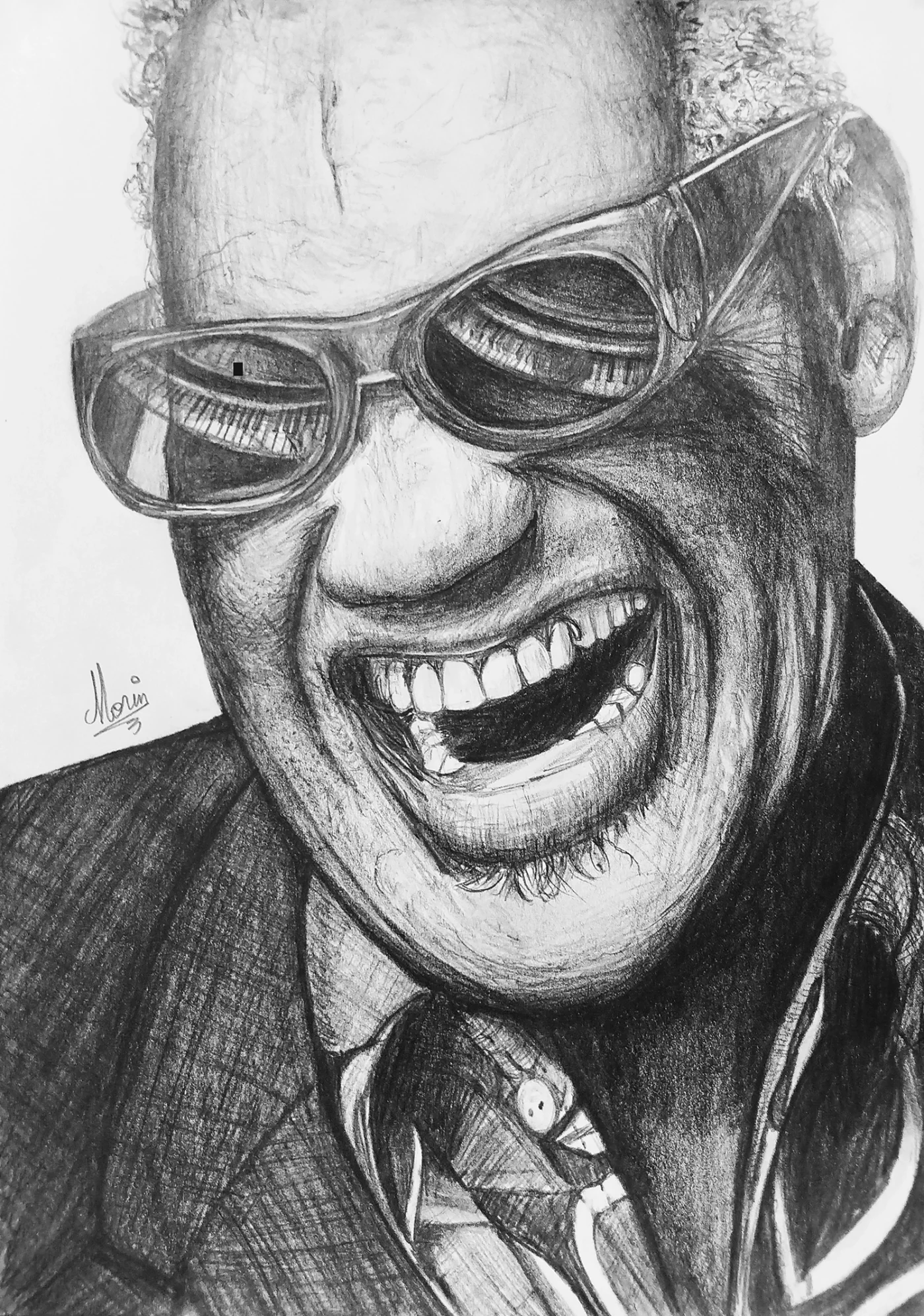 Ray Charles, portrait graphite par Jeremy MORIN